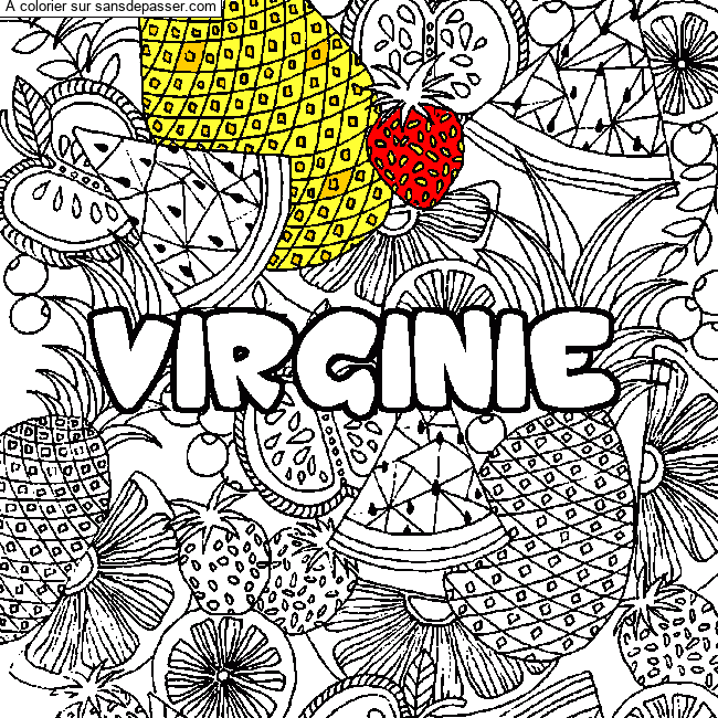 Coloriage Coloriage pr&eacute;nom VIRGINIE - d&eacute;cor Mandala fruits par un invit&eacute;