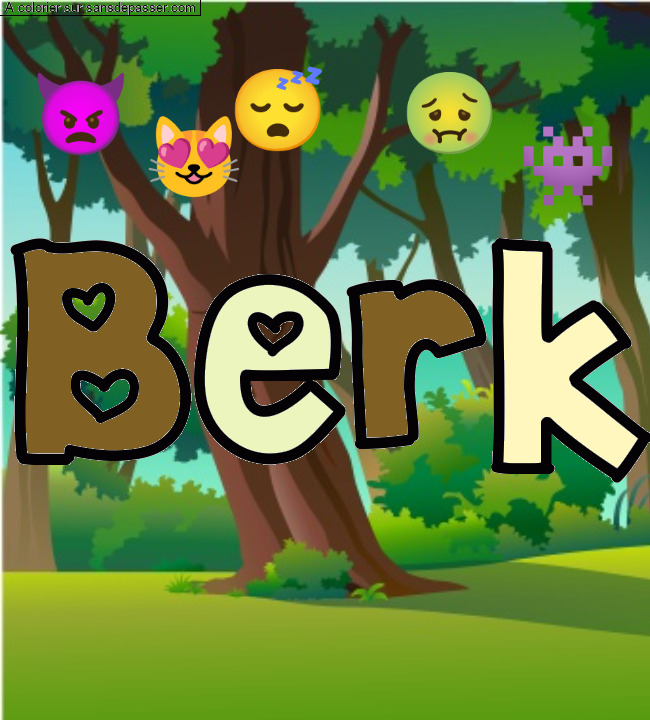 Coloriage prénom personnalisé "Berk" par Pinpomme2014