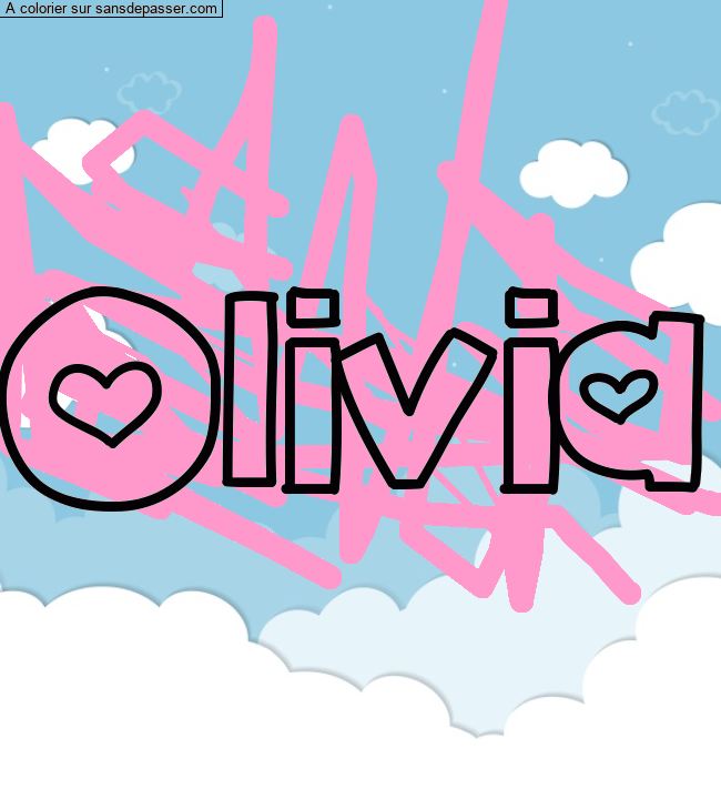 Coloriage prénom personnalisé "Olivia" par Pinpomme2014