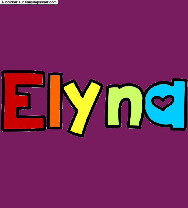Coloriage pr&eacute;nom personnalis&eacute; "Elyna" par un invit&eacute;