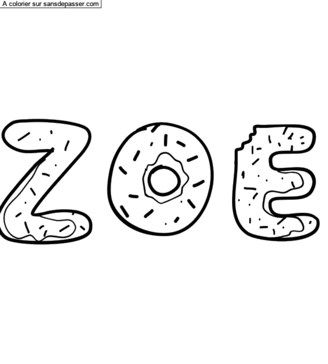 Coloriage prénom personnalisé "ZOE" par un invité