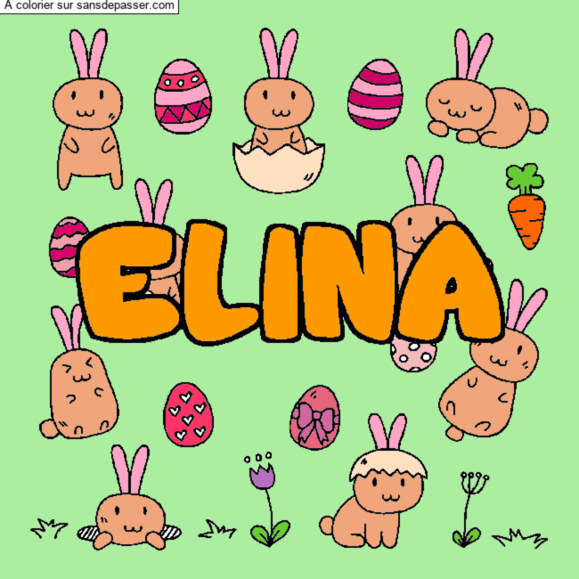 Coloriage prénom ELINA - décor Paques par un invité