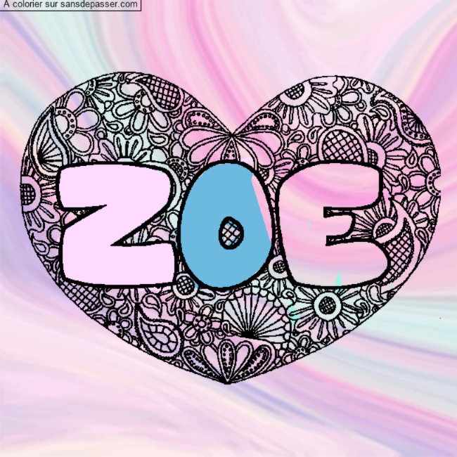 Coloriage prénom ZOE - décor Mandala coeur par un invité