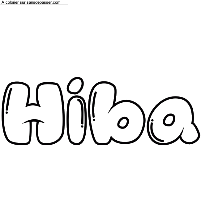 Coloriage prénom personnalisé "Hiba" par un invité