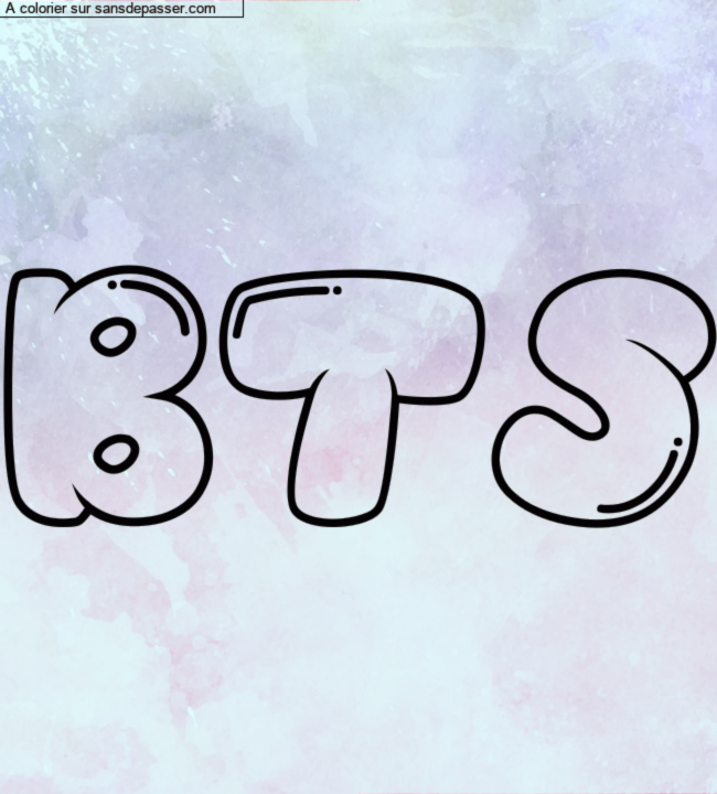 Coloriage prénom personnalisé "BTS" par un invité