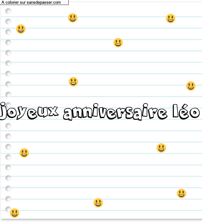 Coloriage pr&eacute;nom personnalis&eacute; "joyeux anniversaire l&eacute;o" par manontellier