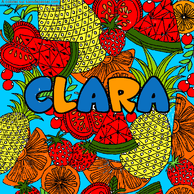 Coloriage Coloriage pr&eacute;nom CLARA - d&eacute;cor Mandala fruits par un invité