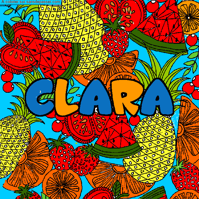 Coloriage Coloriage pr&eacute;nom CLARA - d&eacute;cor Mandala fruits par un invit&eacute;