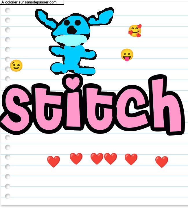 Coloriage prénom personnalisé "Stitch" par Pinpomme2014