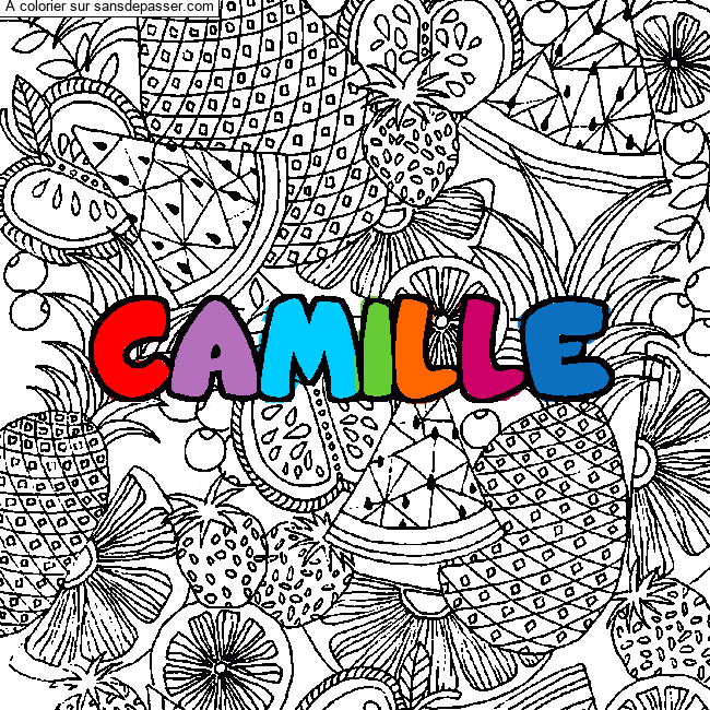 Coloriage Coloriage pr&eacute;nom CAMILLE - d&eacute;cor Mandala fruits par un invité
