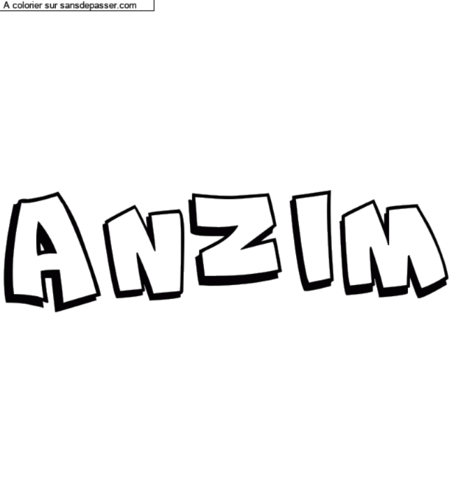 Coloriage prénom personnalisé "ANZIM" par un invité