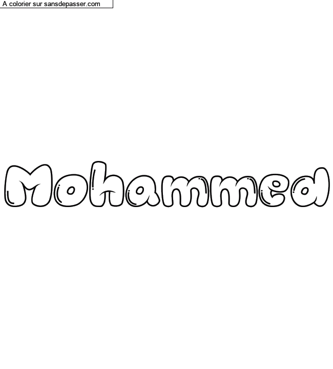 Coloriage prénom personnalisé "Mohammed" par un invité