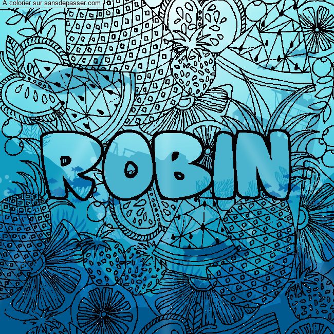 Coloriage prénom ROBIN - décor Mandala fruits par un invité