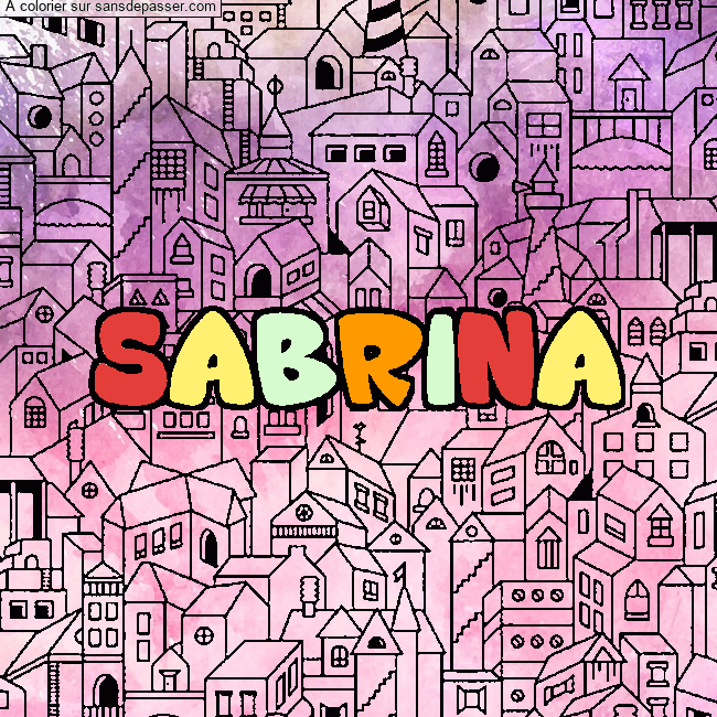 Coloriage prénom SABRINA - décor Ville par Mimi_Hono