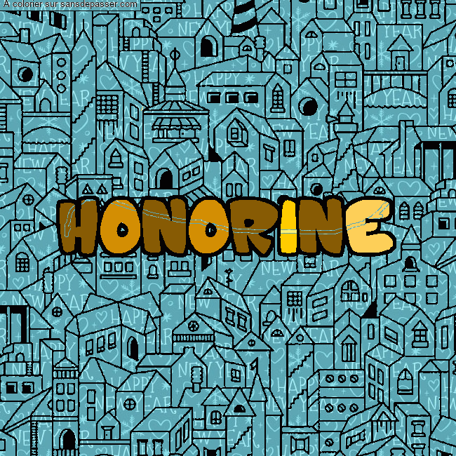 Coloriage prénom HONORINE - décor Ville par Mimi_Hono