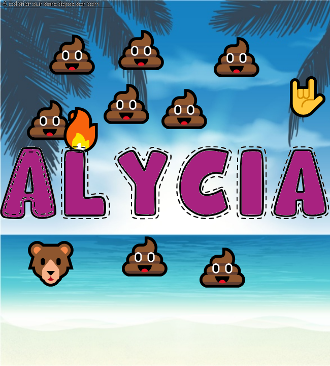 Coloriage prénom personnalisé "Alycia" par un invité