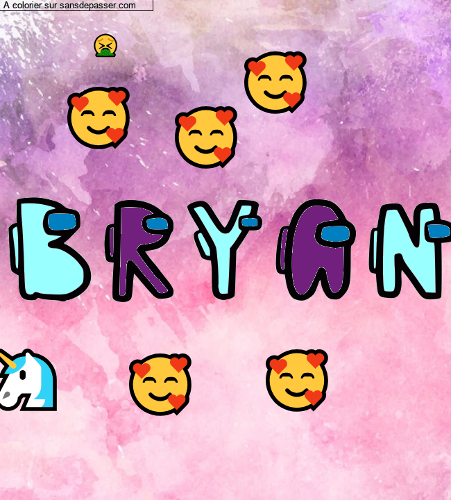 Coloriage prénom personnalisé "BRYAN" par un invité