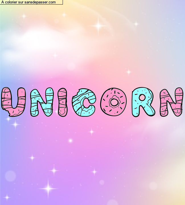 Coloriage prénom personnalisé "Unicorn" par Pinpomme2014