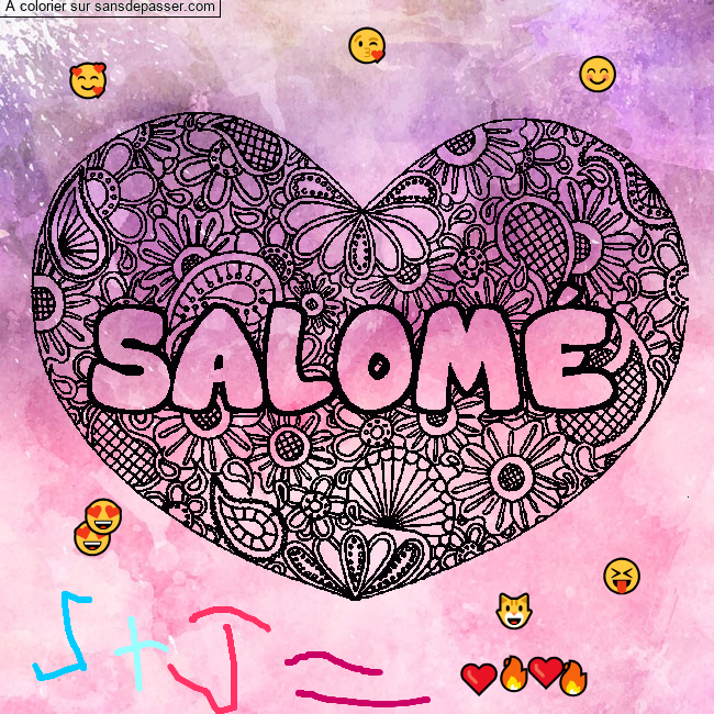 Coloriage prénom SALOMÉ - décor Mandala coeur par un invité