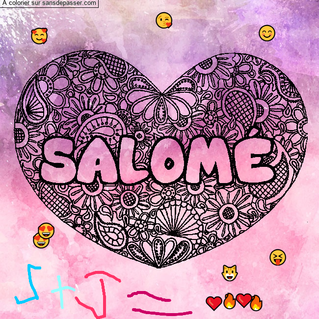 Coloriage Coloriage pr&eacute;nom SALOM&Eacute; - d&eacute;cor Mandala coeur par un invit&eacute;