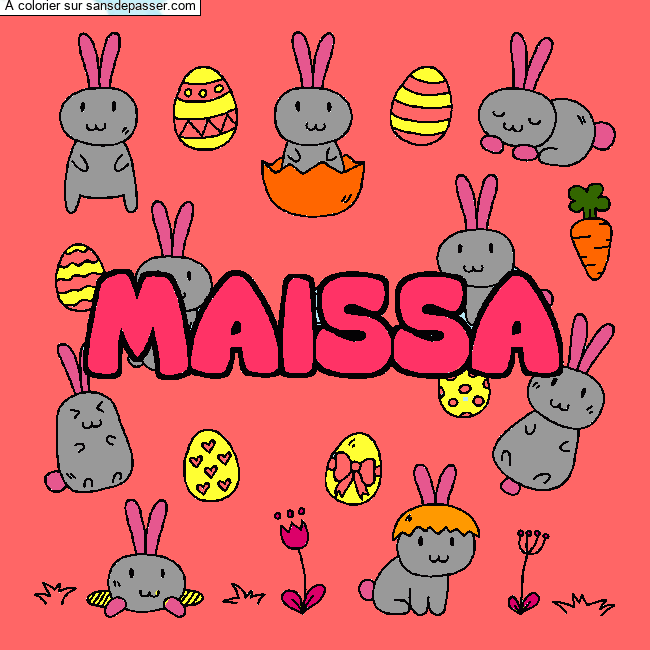 Coloriage Coloriage pr&eacute;nom MAISSA - d&eacute;cor Paques par Ma&iuml;ssa 