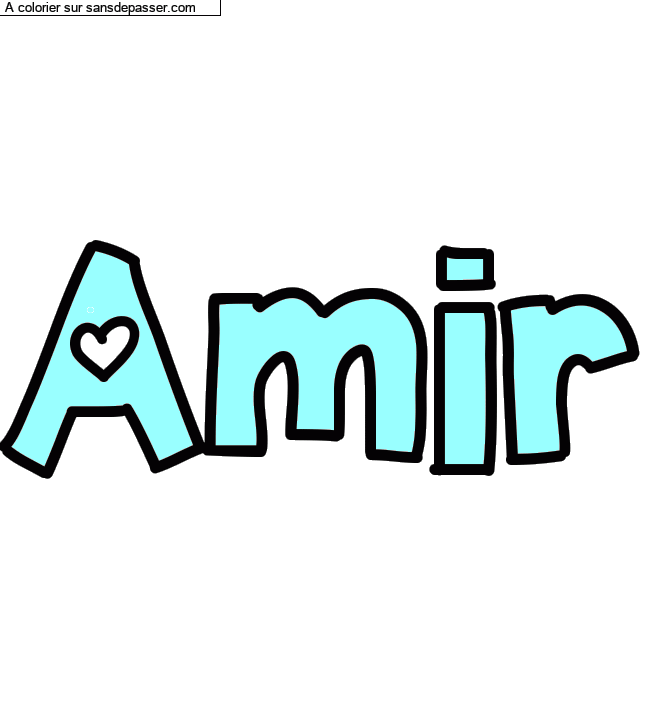 Coloriage prénom personnalisé "Amir" par un invité