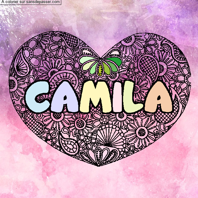Coloriage Coloriage pr&eacute;nom CAMILA - d&eacute;cor Mandala coeur par Camilaa16_2014