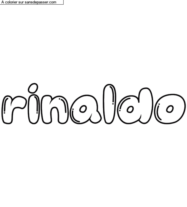 Coloriage prénom personnalisé "rinaldo" par un invité
