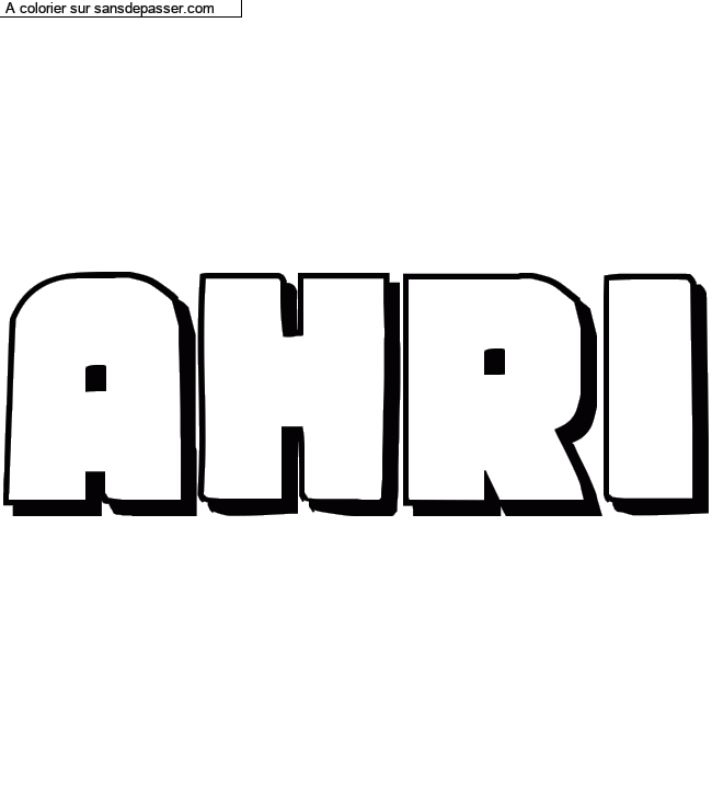 Coloriage pr&eacute;nom personnalis&eacute; "Ahri" par Maria22