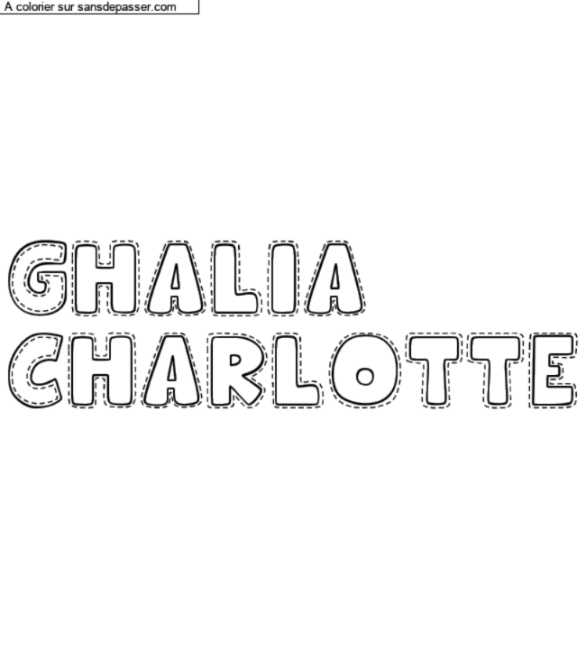 Coloriage prénom personnalisé "Ghalia
Charlotte" par un invité