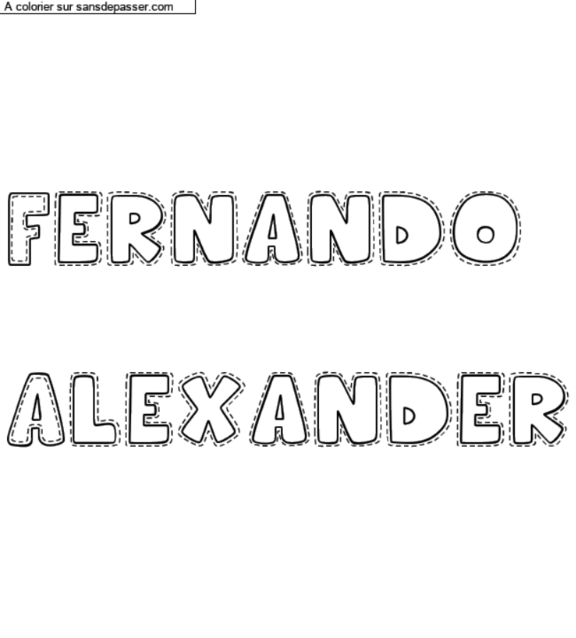 Coloriage pr&eacute;nom personnalis&eacute; "Fernando

Alexander" par un invit&eacute;