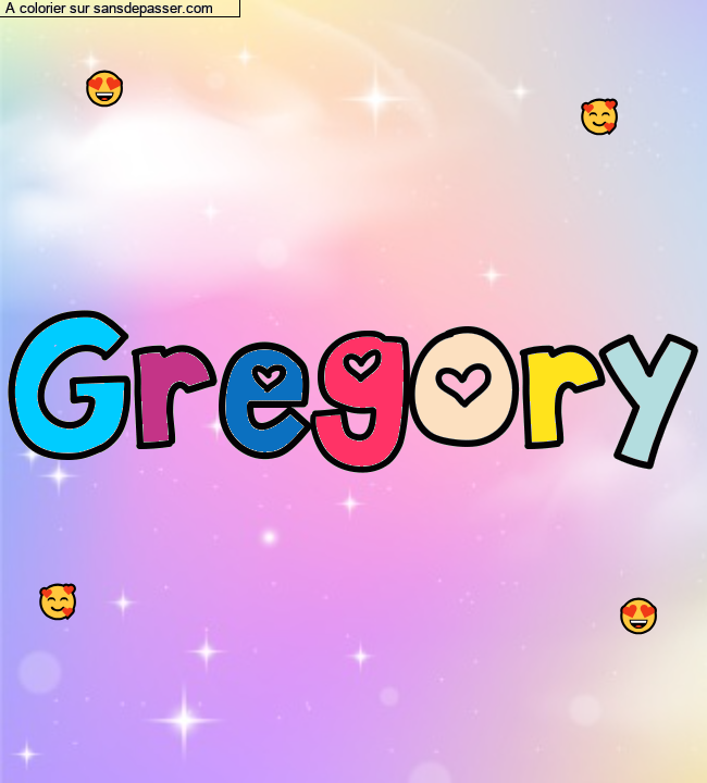 Coloriage prénom personnalisé "Gregory" par un invité