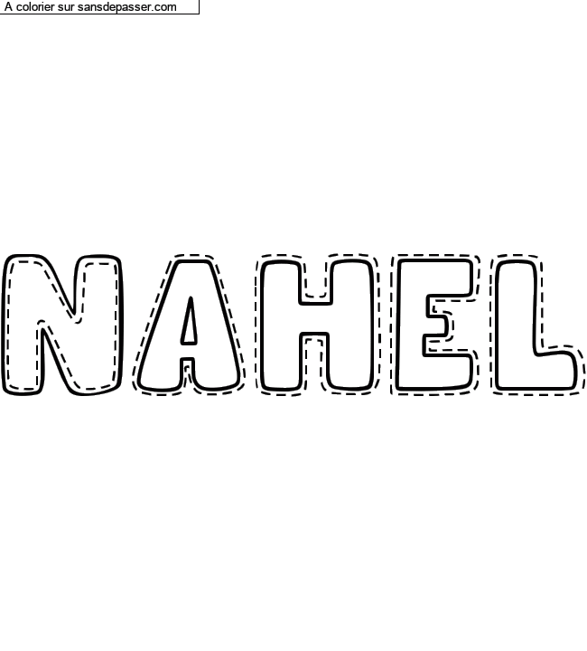 Coloriage prénom personnalisé "Nahel" par un invité