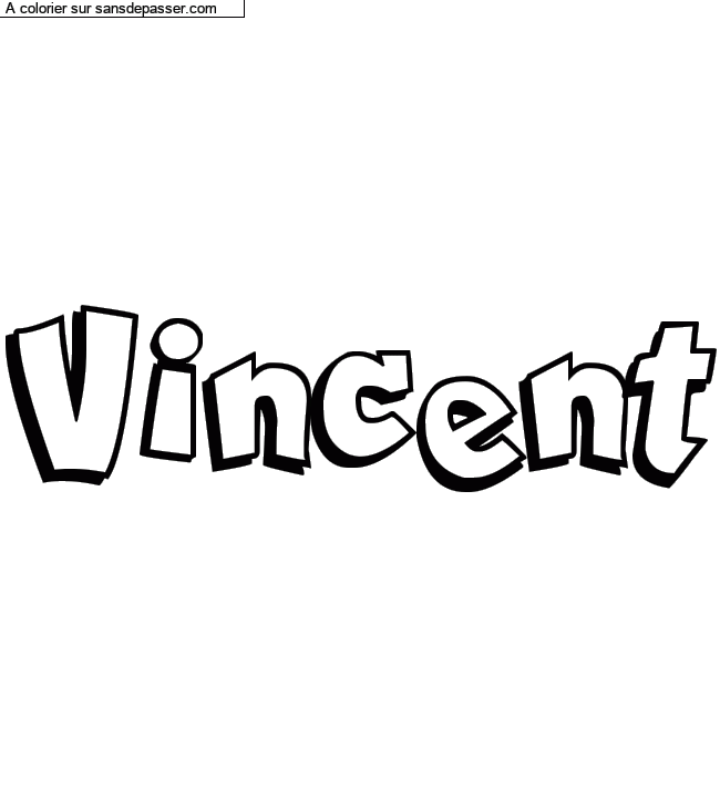 Coloriage pr&eacute;nom personnalis&eacute; "Vincent" par un invit&eacute;