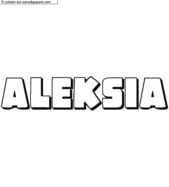 Coloriage pr&eacute;nom personnalis&eacute; "aleksia" par un invit&eacute;