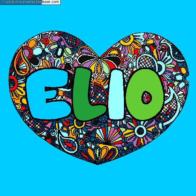 Coloriage Coloriage pr&eacute;nom ELIO - d&eacute;cor Mandala coeur par un invité