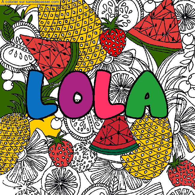 Coloriage Coloriage pr&eacute;nom LOLA - d&eacute;cor Mandala fruits par un invité