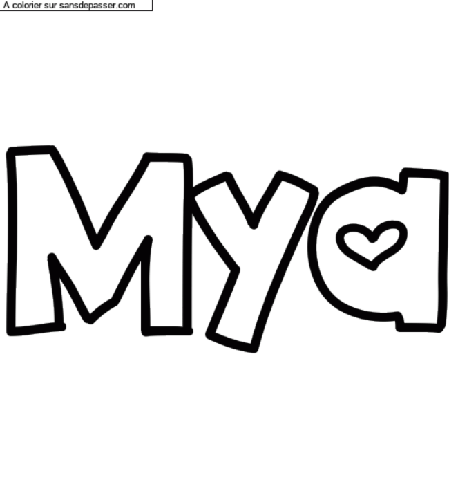 Coloriage prénom personnalisé "Mya" par un invité
