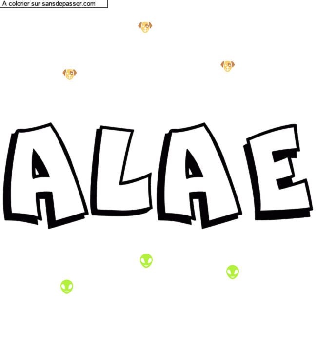 Coloriage prénom personnalisé "ALAE" par un invité