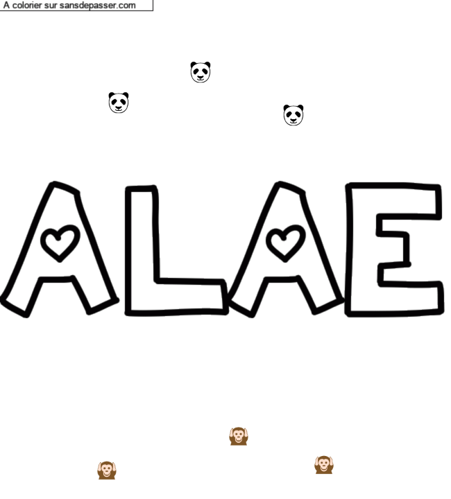Coloriage prénom personnalisé "ALAE" par un invité