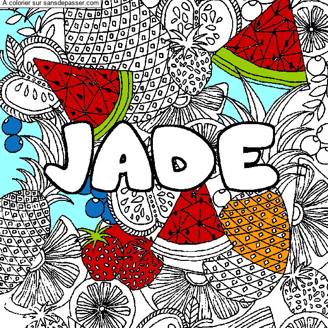 Coloriage Coloriage pr&eacute;nom JADE - d&eacute;cor Mandala fruits par un invité