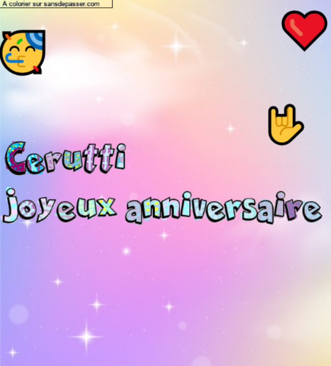Coloriage pr&eacute;nom personnalis&eacute; "Cerutti 
joyeux anniversaire" par un invit&eacute;