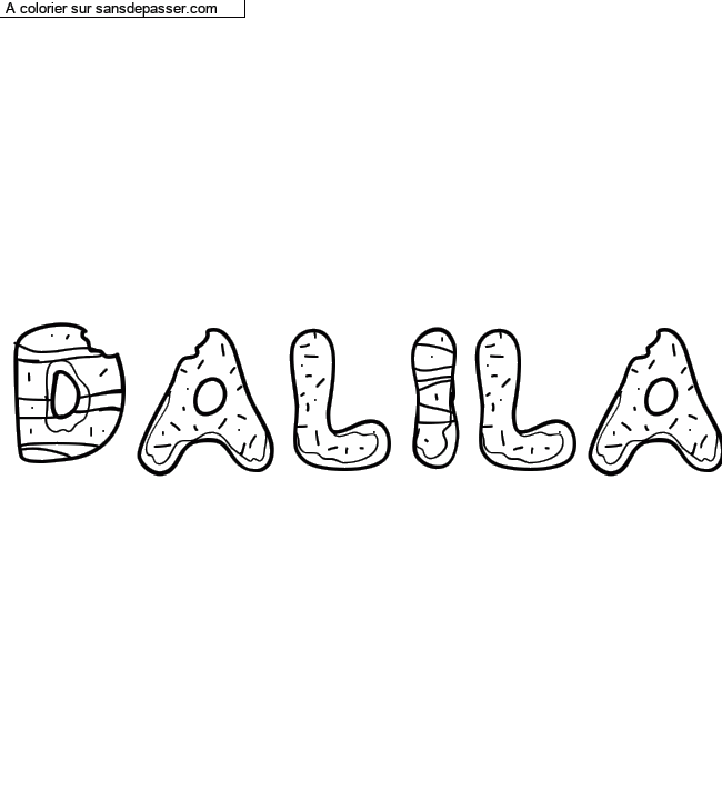 Coloriage prénom personnalisé "Dalila" par un invité
