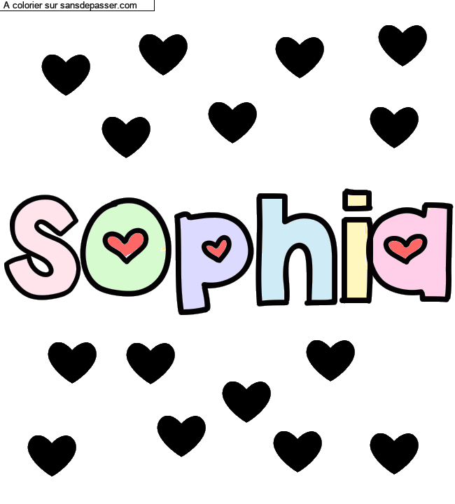 Coloriage prénom personnalisé "sophia" par un invité