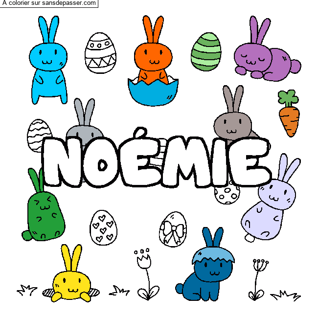 Coloriage pr&eacute;nom NO&Eacute;MIE - d&eacute;cor Paques par Rguilbaud 1010