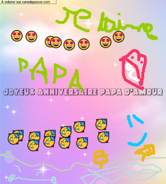 Coloriage pr&eacute;nom personnalis&eacute; "joyeux anniversaire papa d'amour" par un invit&eacute;