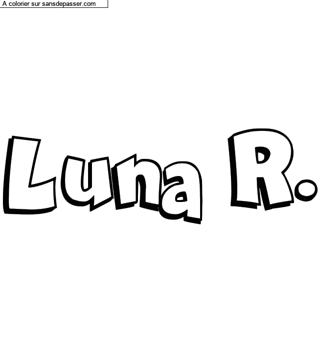 Coloriage pr&eacute;nom personnalis&eacute; "Luna R." par un invit&eacute;