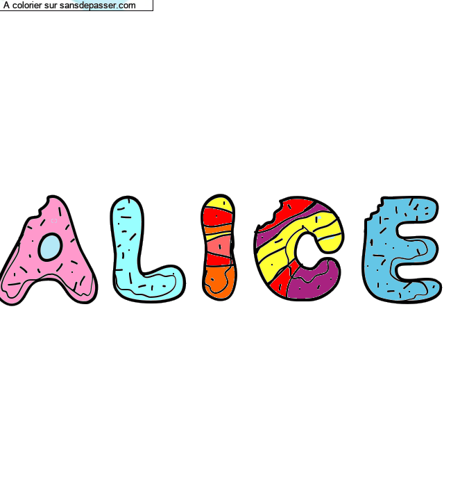 Coloriage pr&eacute;nom personnalis&eacute; "ALICE" par un invit&eacute;