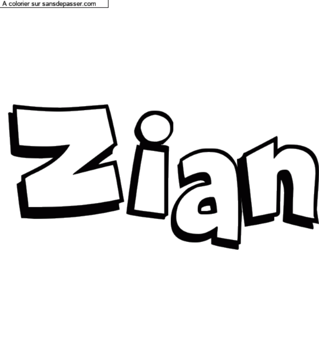 Coloriage pr&eacute;nom personnalis&eacute; "Zian" par Diana