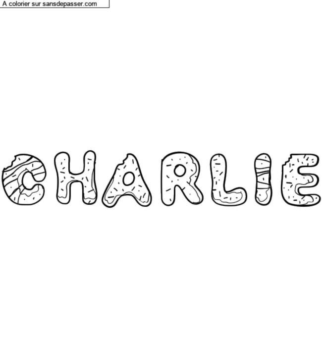 Coloriage pr&eacute;nom personnalis&eacute; "CHARLIE" par un invit&eacute;